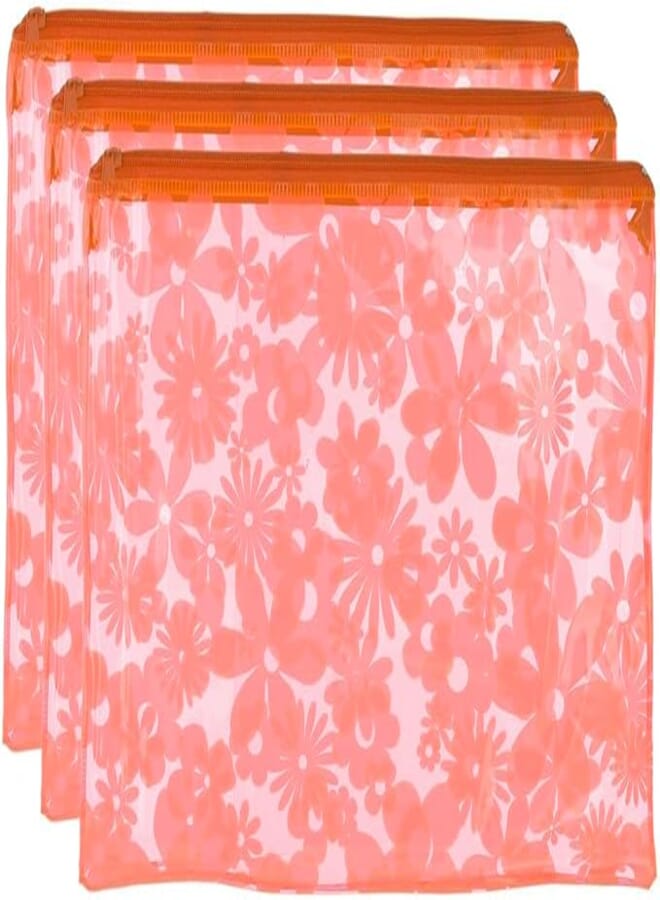 3A B4 Plastic Binder With Zipper 26 * 36 CM Set Of 3 Pieces - Orange NCF